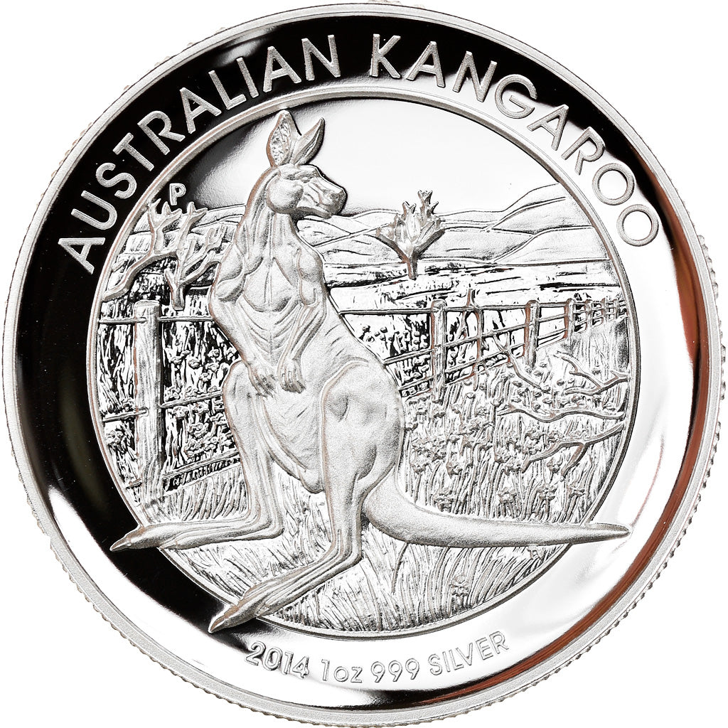 Coin, Australia, Kangaroo - High Relief, 1 Dollar, 2014, 1 Oz, MS(65-70), Silver