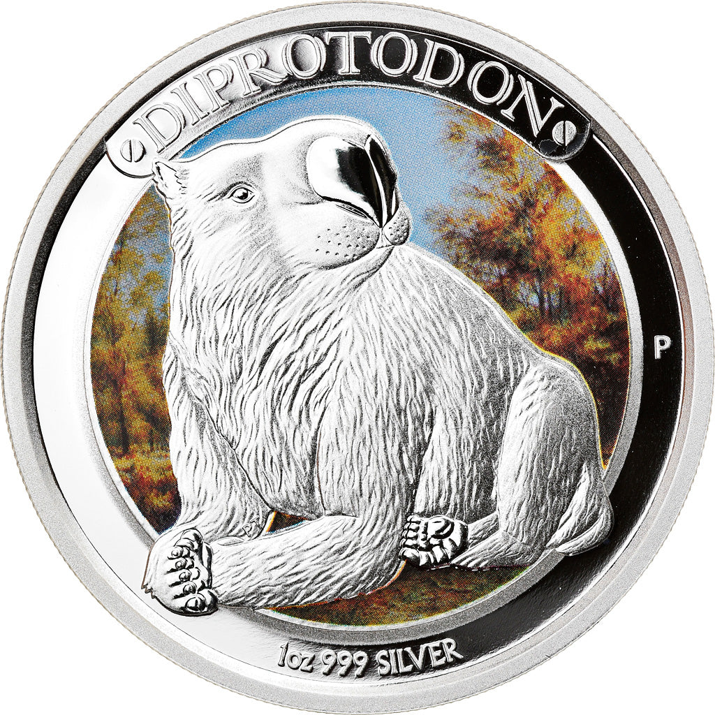 Coin, Australia, Megafauna - Diprotodon, 1 Dollar, 2014, 1 Oz, MS(65-70), Silver