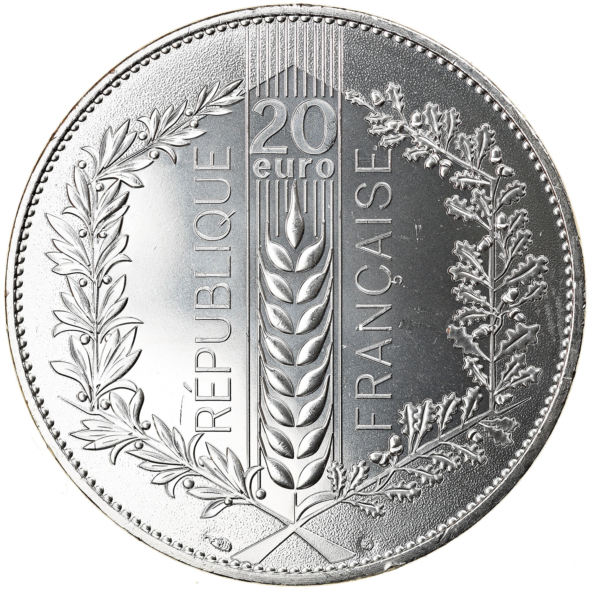 France, 20 Euro, Le Chêne, 2020, Paris, MS(65-70), Silver