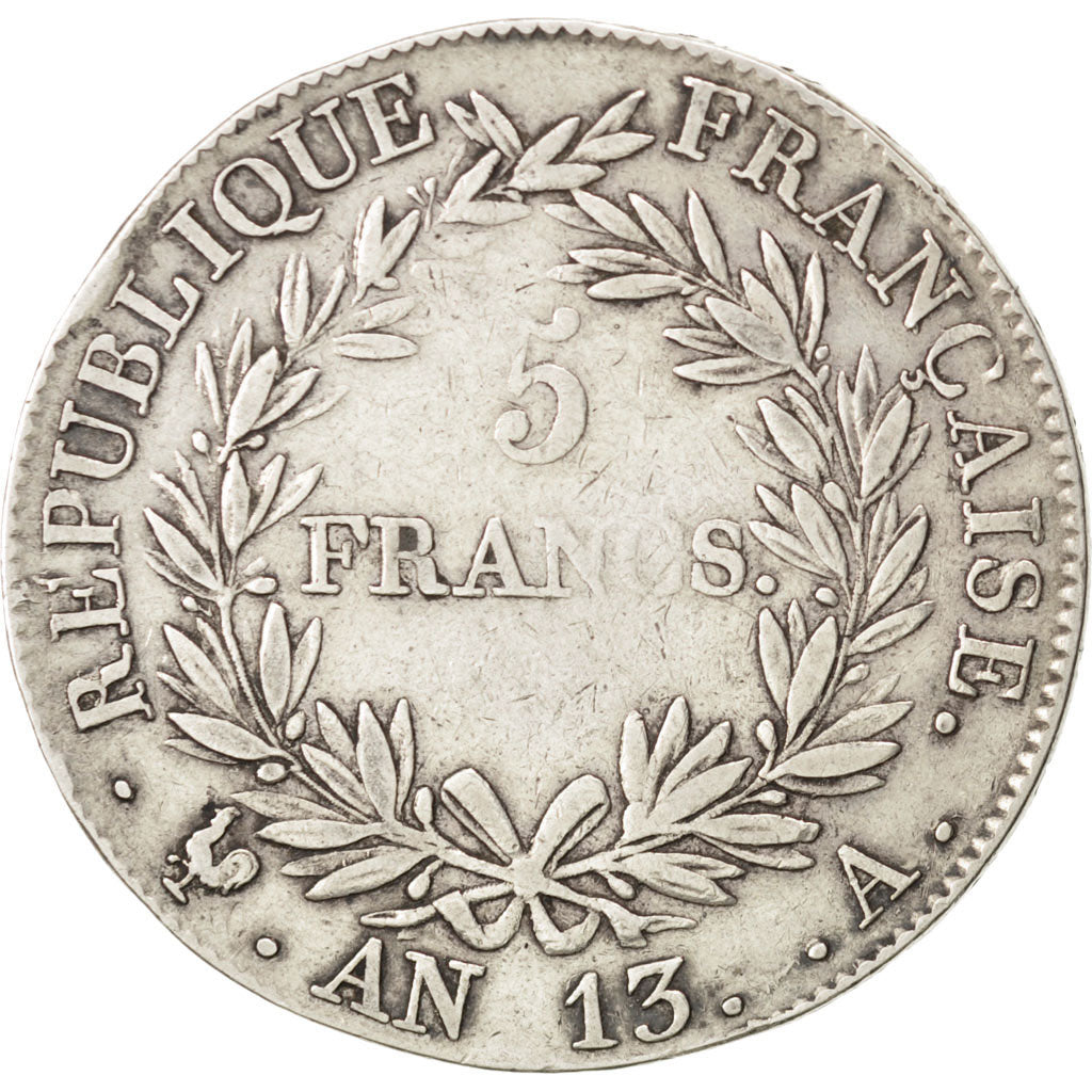 FRANCE, Napoléon I, 5 Francs, 1805, Paris, KM #662.1, EF(40-45), Silver, Gadoury