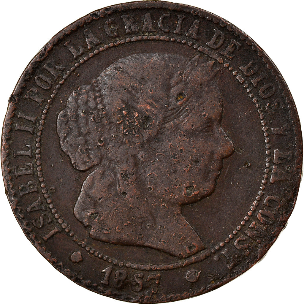 Coin, Spain, Isabel II, 2-1/2 Centimos, 1867, Madrid, VF(20-25), Copper, KM:634