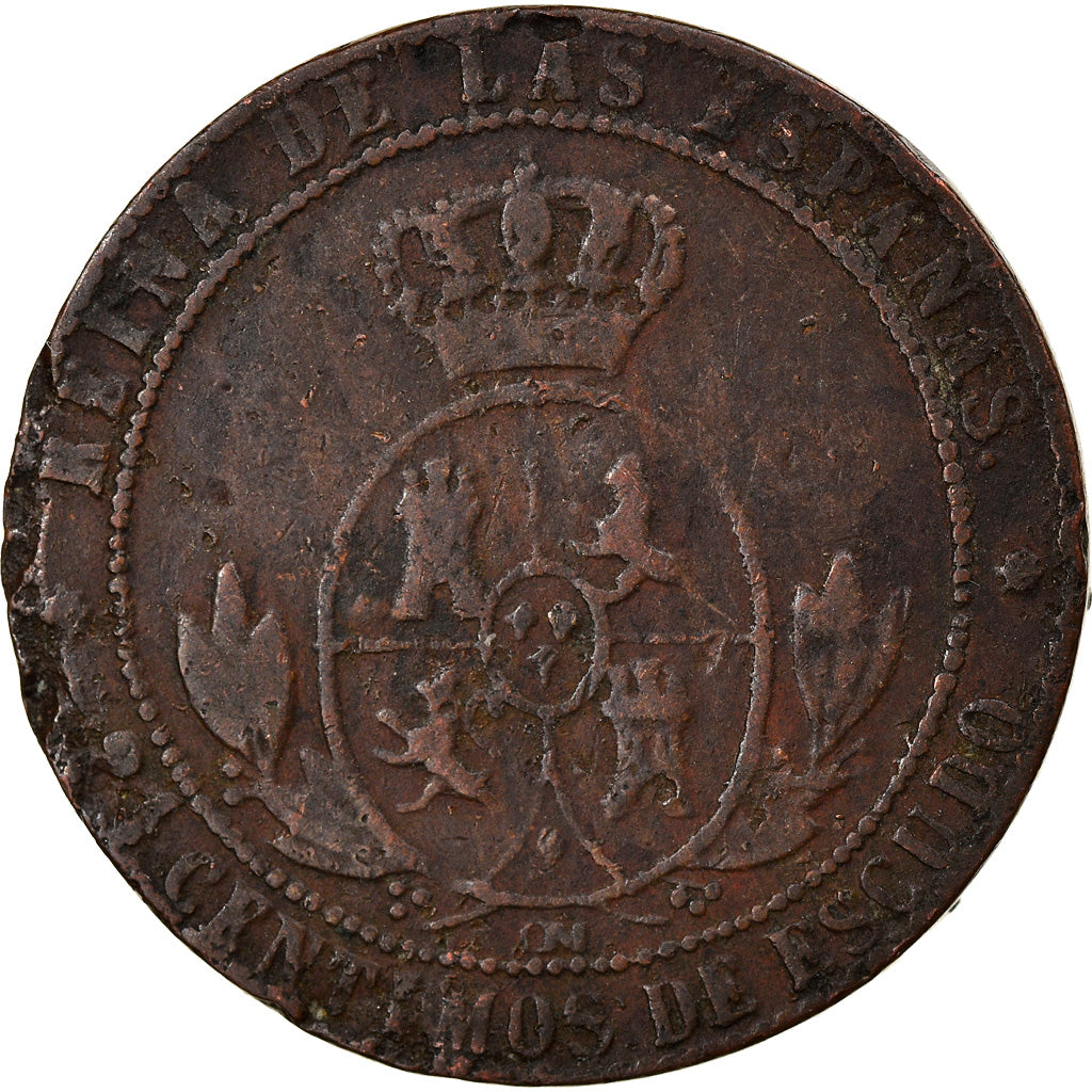 Coin, Spain, Isabel II, 2-1/2 Centimos, 1867, Madrid, VF(20-25), Copper, KM:634