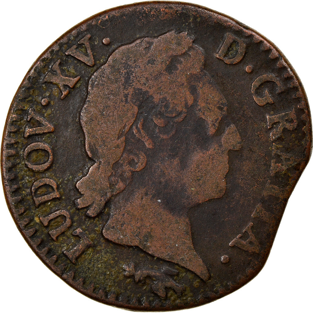 Moneta, Francia, Louis XV, 1/2 Sol, 1770, Besançon, MB, Rame, Gadoury:275