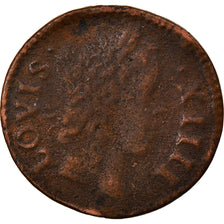 Coin, France, Louis XIV, Denier Tournois, 1649, Paris, VF(20-25), Copper