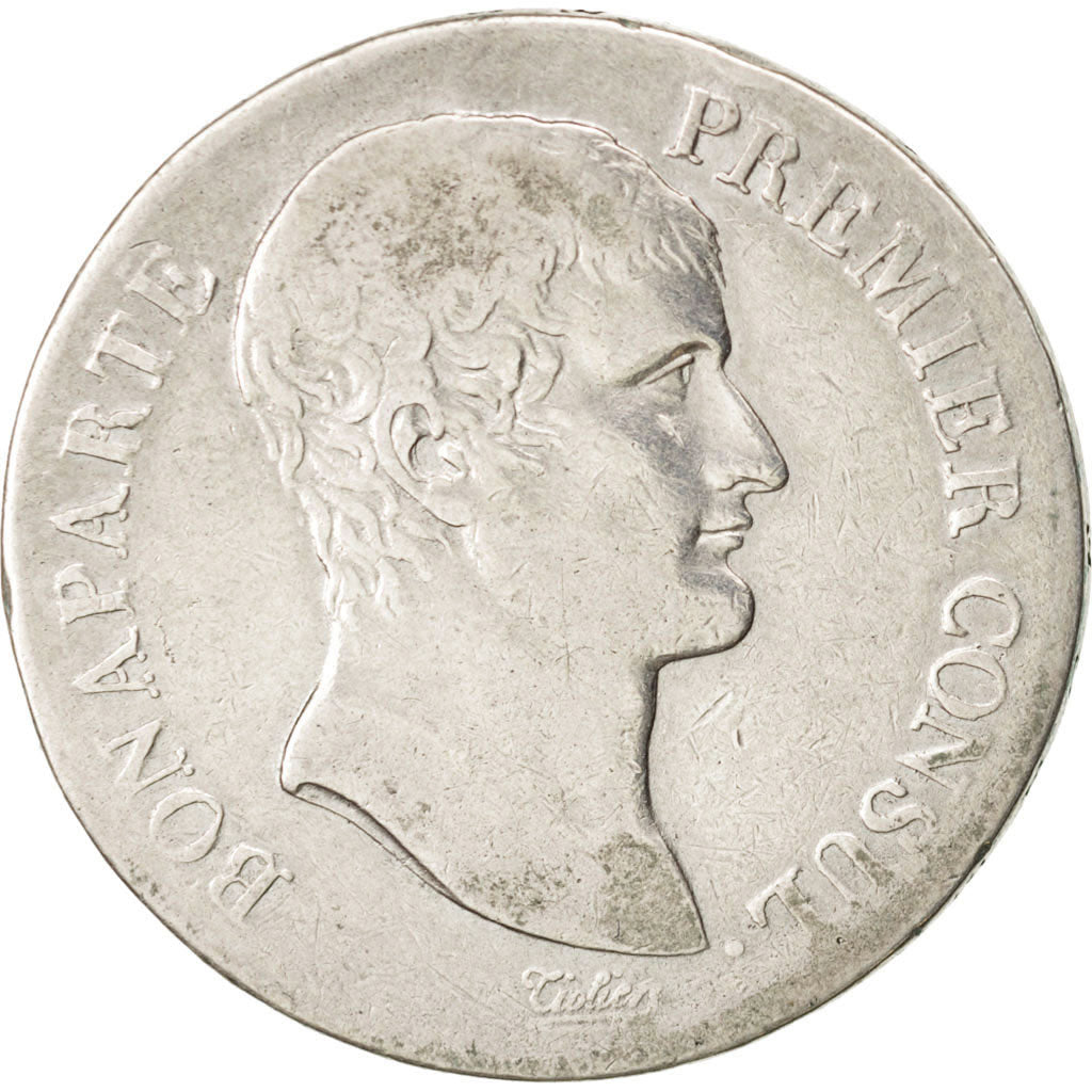 FRANCE, 5 Francs, 1803, Perpignan, KM #650.6, VF(20-25), Silver, Gadoury #577,..