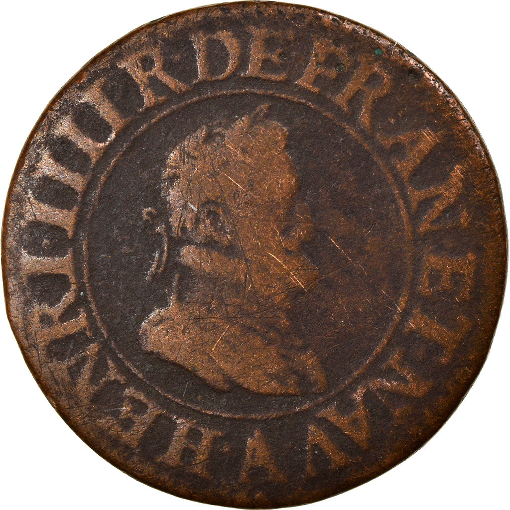 Moeda, França, Henri IV, Double Tournois, 1604, Paris, VF(20-25), Cobre