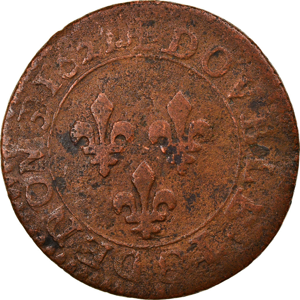 Moneta, Francia, Louis XIII, Double Tournois, 1621, Paris, Double-strike, MB