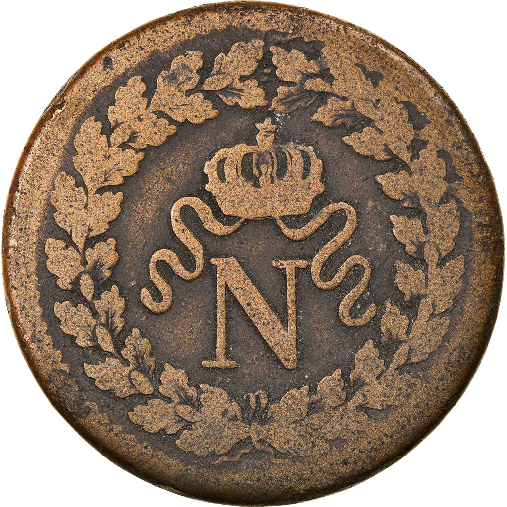 Moneta, Francia, Napoleon I, Decime, 1814, Strasbourg, MB, Bronzo, Gadoury:195a