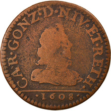 Munten, Frankrijk, Charles de Gonzague, Liard, 1608, Charleville, ZG+, Koper