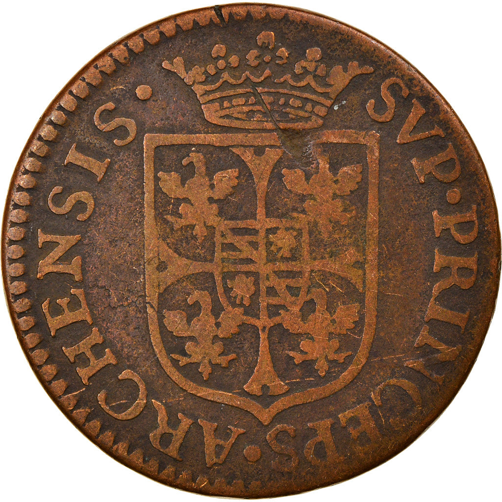 Munten, Frankrijk, Charles de Gonzague, Liard, 1608, Charleville, ZG+, Koper