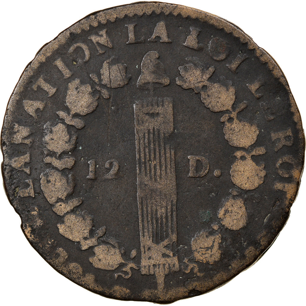 Münze, Frankreich, Louis XVI, 12 Deniers, 1791, Paris, S, Bronze, Gadoury:15