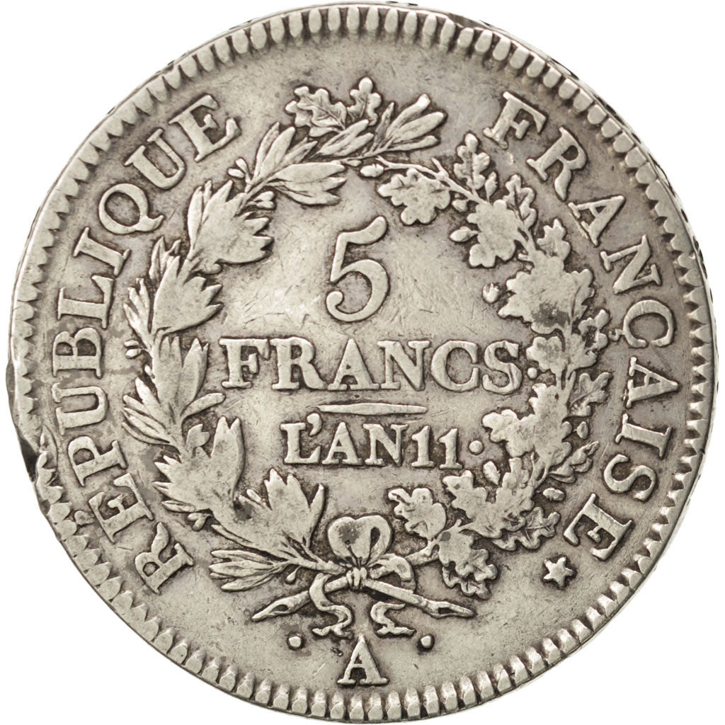 Consulat, 5 Francs Union et Force An 11 A, KM 639.1