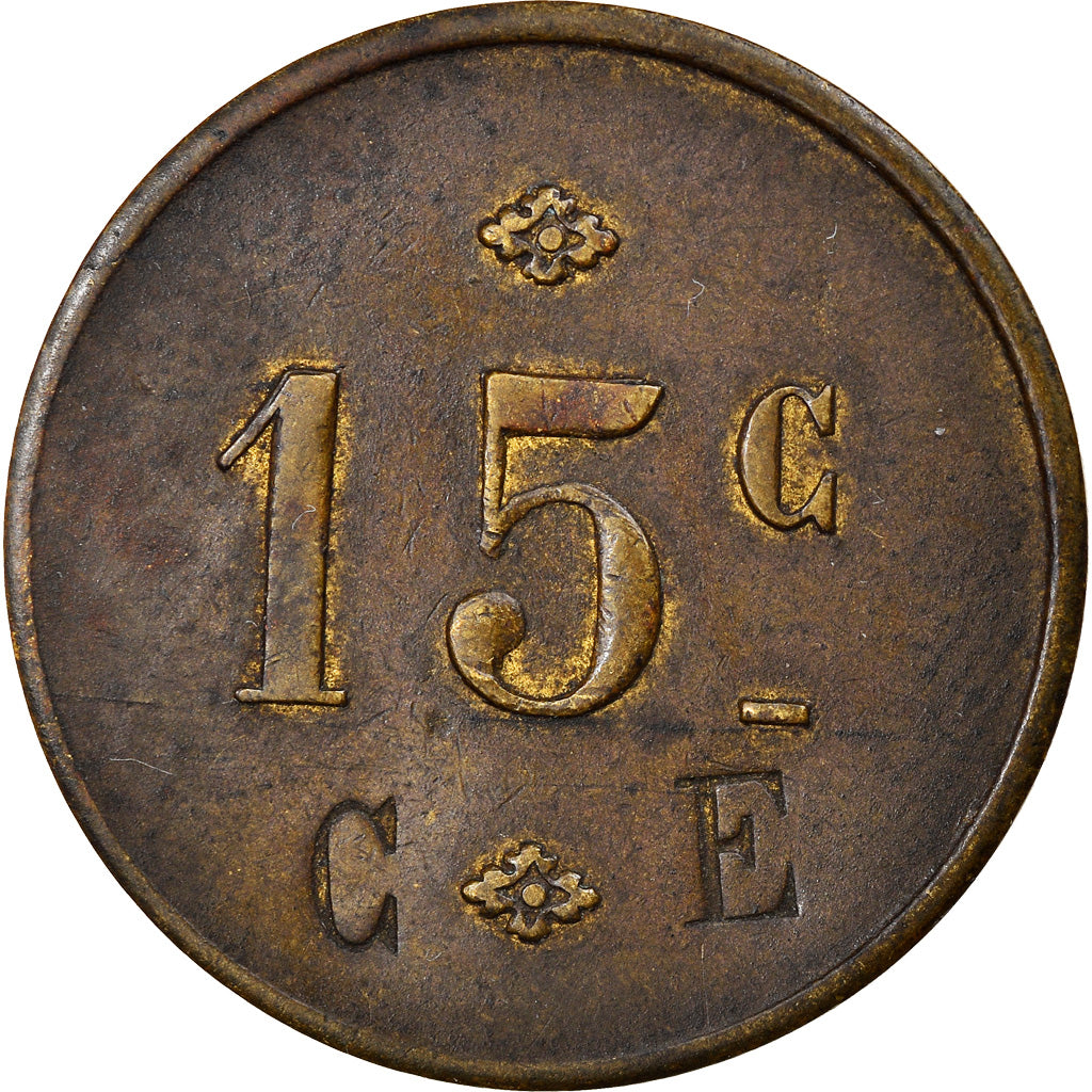 Moneta, Francia, C E (countermark), Uncertain Mint, 15 Centimes, BB, Ottone
