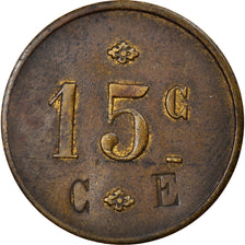 Moneta, Francia, C E (countermark), Uncertain Mint, 15 Centimes, BB, Ottone
