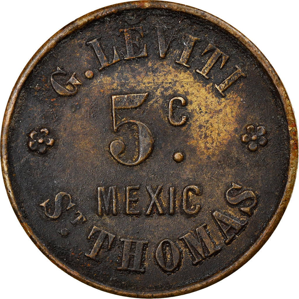 Coin, Virgin Islands, G. LEVITI, Saint-Thomas, 5 Cents, EF(40-45), Maillechort
