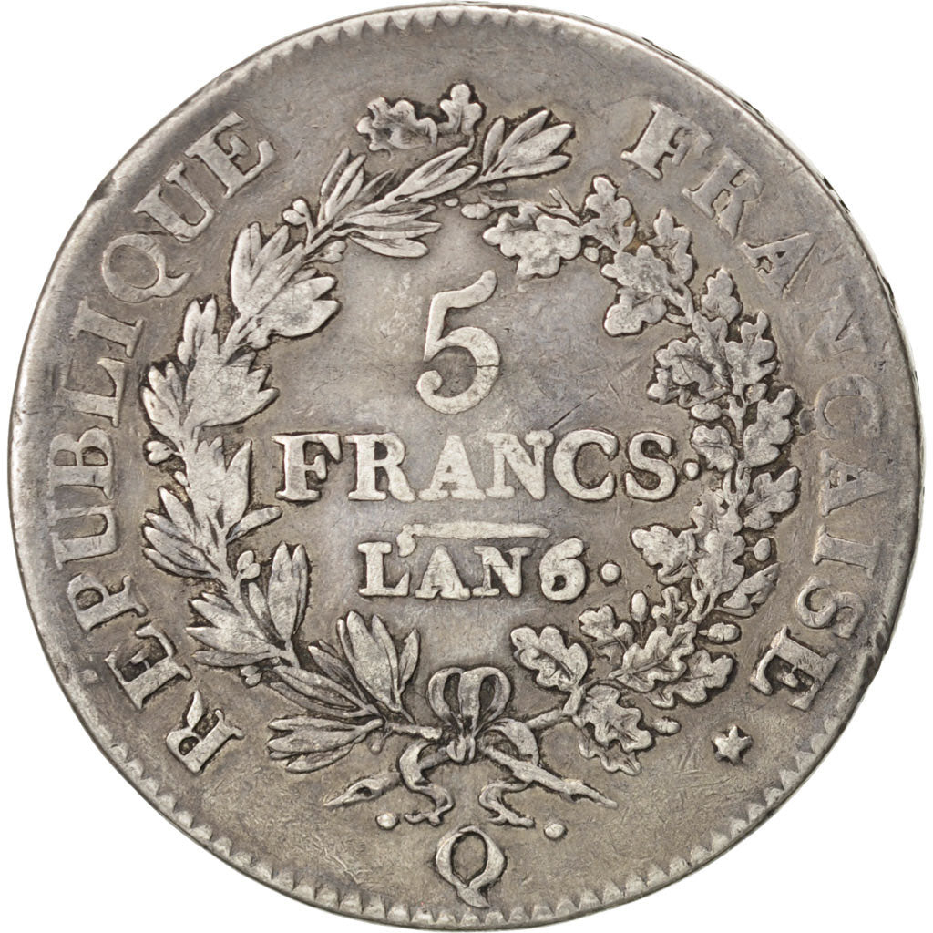 Francia, Union et Force, 5 Francs, 1797, Perpignan, MB+, Argento, KM:639.8, G...