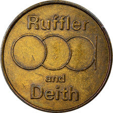 Reino Unido, 5 New Pence, Ruffler and Deith, EF(40-45), Latão