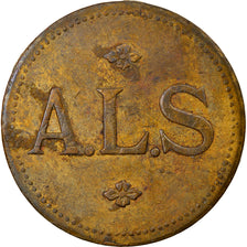 Moeda, França, A. L. S, 10 Centimes, EF(40-45), Latão