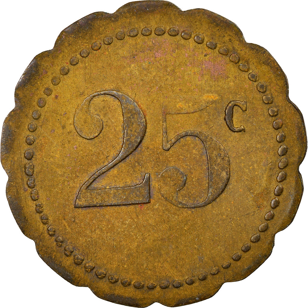 Coin, France, R. C. N, Uncertain Mint, 25 Centimes, EF(40-45), Brass