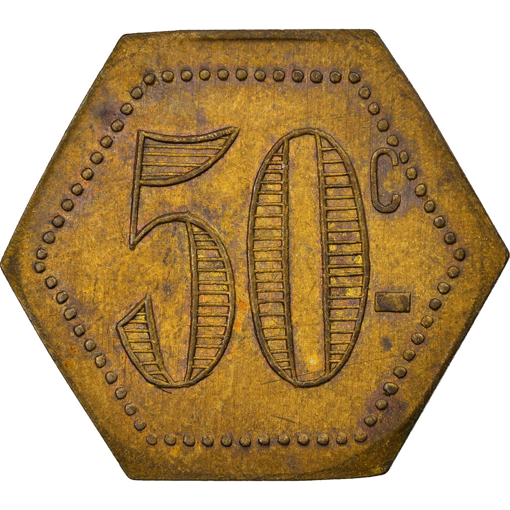 Coin, France, R. C. N, Uncertain Mint, 50 Centimes, EF(40-45), Brass