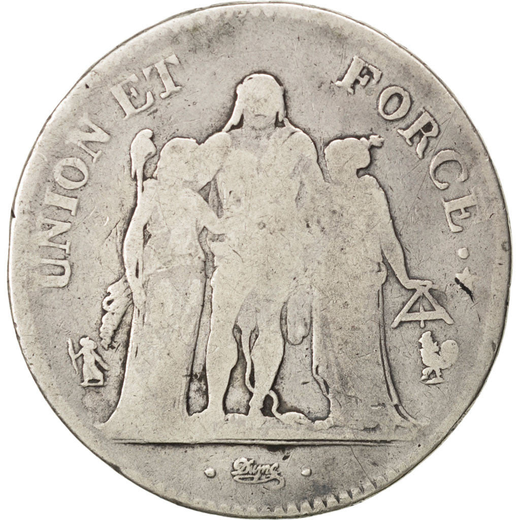 Directoire, 5 Francs Union et Force An 6 A, KM 639.1