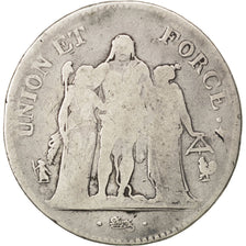 Directoire, 5 Francs Union et Force An 6 A, KM 639.1