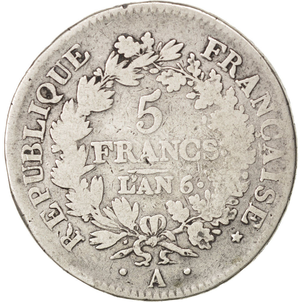 Directoire, 5 Francs Union et Force An 6 A, KM 639.1