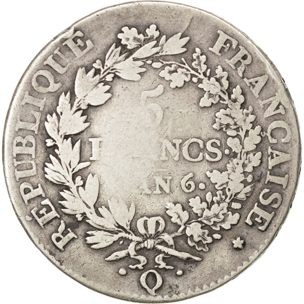 Monnaie, France, Union et Force, 5 Francs, 1797, Perpignan, B+, Argent