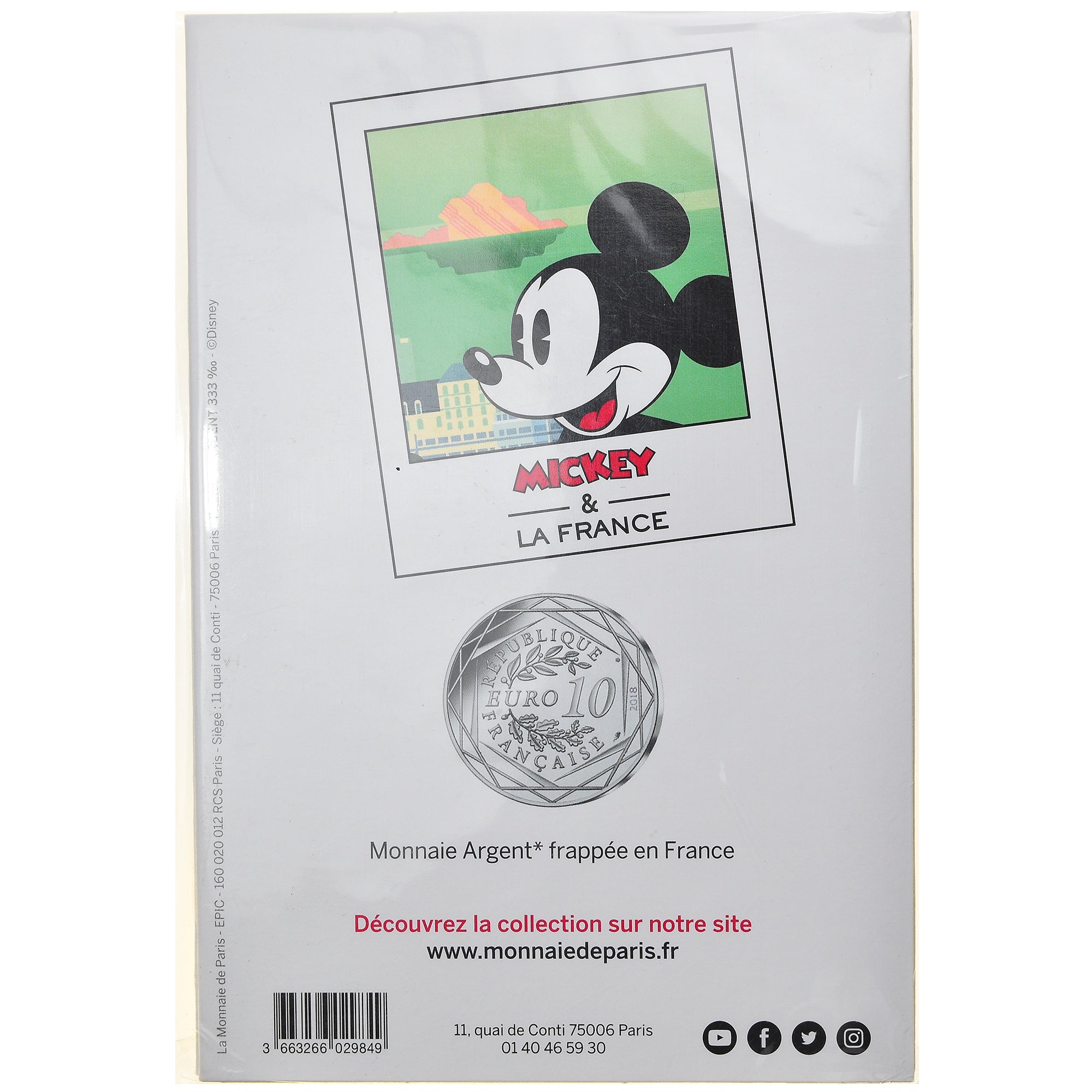 France, Monnaie de Paris, 10 Euro, Mickey (Biarritz), 2018, Paris, MS(65-70)