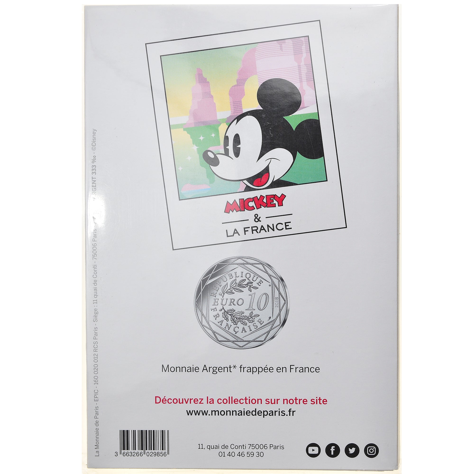 Frankrijk, Parijse munten, 10 Euro, Mickey (Falaise d'Étretat), 2018, Paris