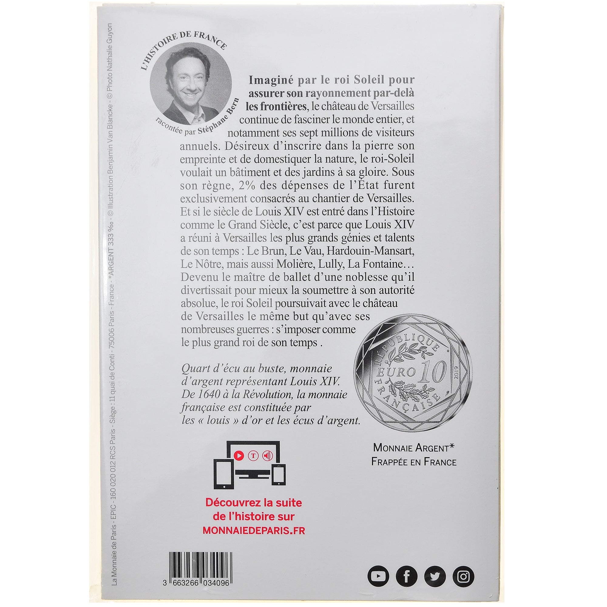 France, Monnaie de Paris, 10 Euro, Louis XIV, 2019, Paris, MS(65-70), Silver