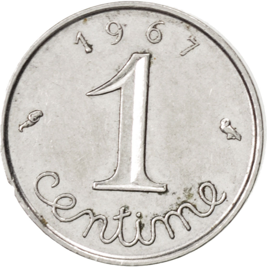 FRANCE, Épi, Centime, 1967, Paris, KM #928, EF(40-45), Stainless Steel, 15, ...