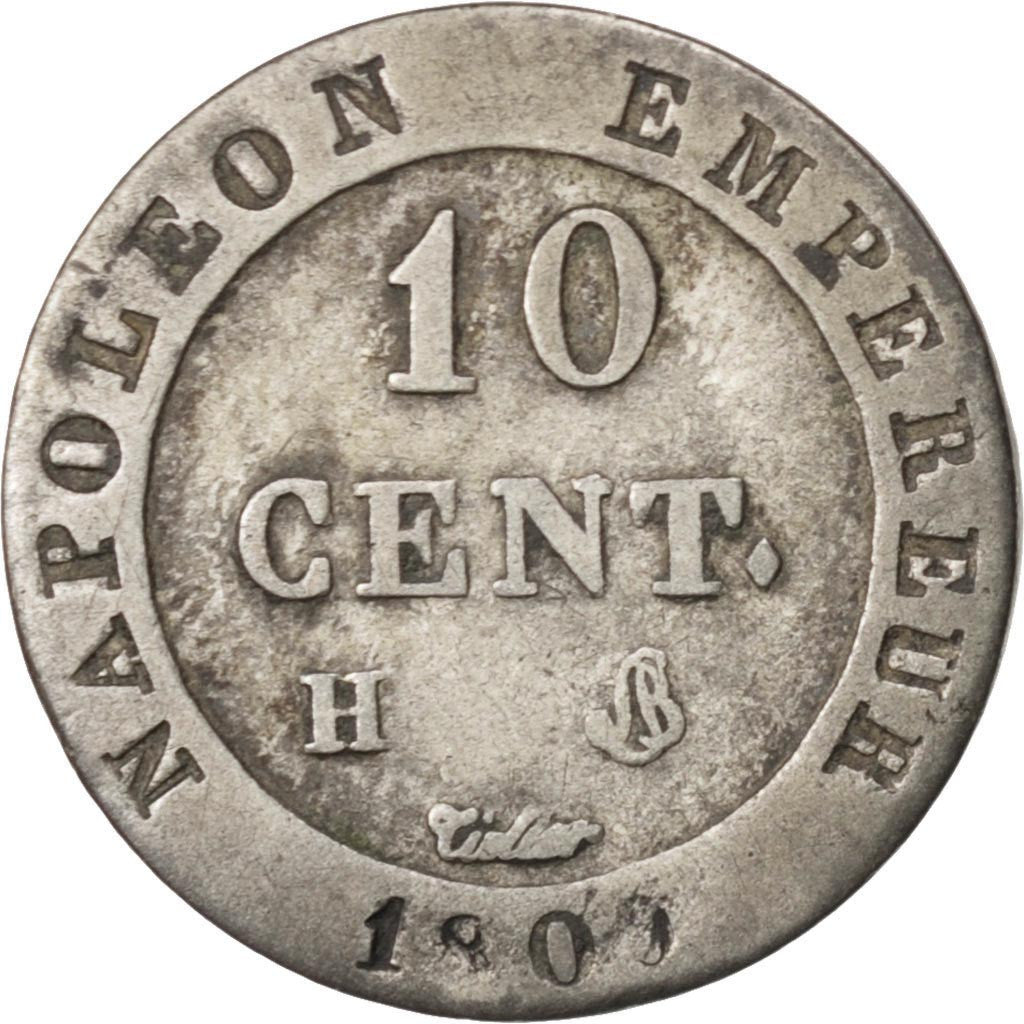 Münze, Frankreich, Napoléon I, 10 Centimes, 1809, La Rochelle, SS, Billon