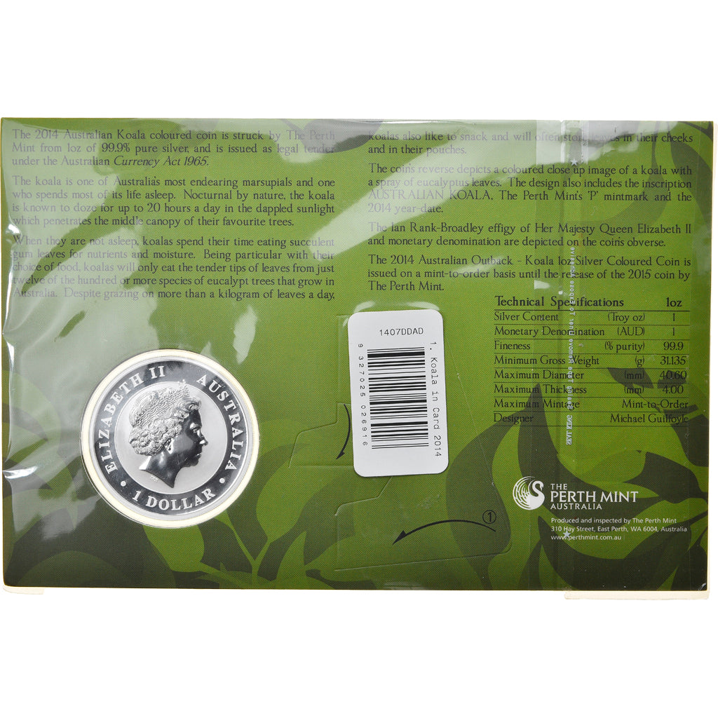 Coin, Australia, Australian Koala, 1 Dollar, 2014, 1 Oz, MS(65-70), Silver