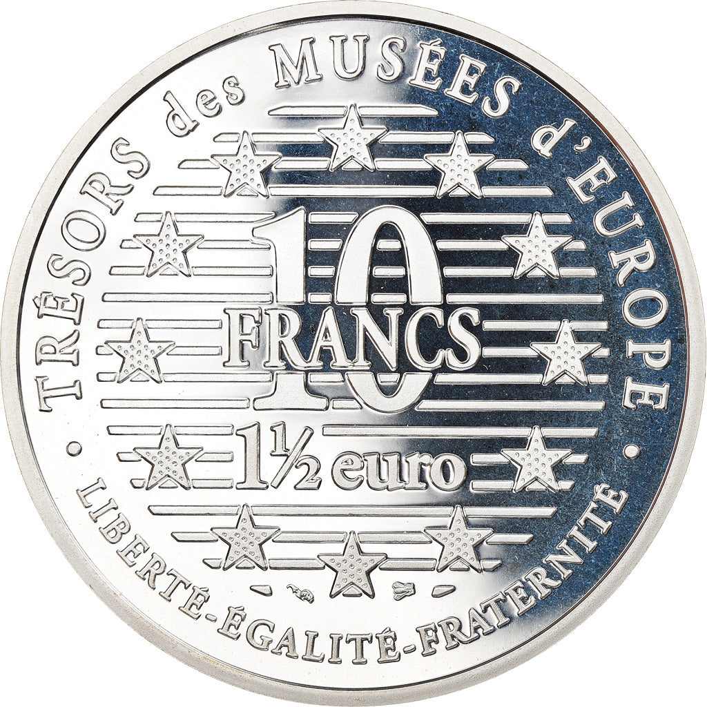 Coin, France, Vincent Van Gogh, 10 Francs-1.5 Euro, 1996, MS(65-70), Silver
