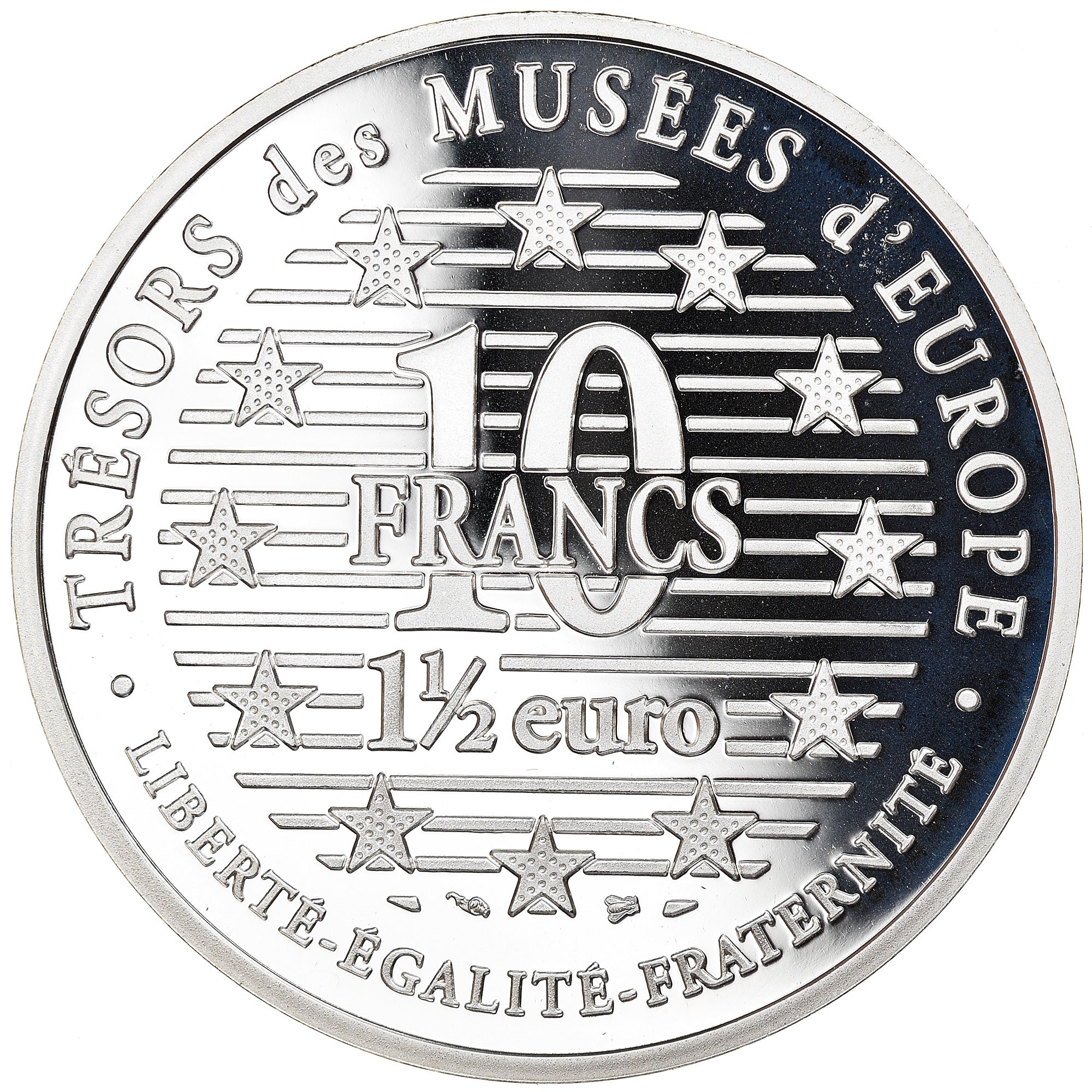Moeda, França, Utamaro, 10 Francs-1.5 Euro, 1997, MS(65-70), Prata