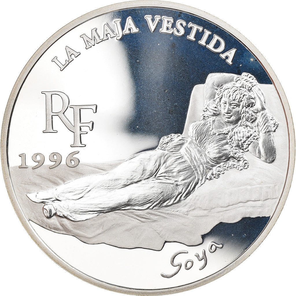 Moneta, Francja, La Maja vestida, 10 Francs-1.5 Euro, 1996, MS(65-70), Srebro