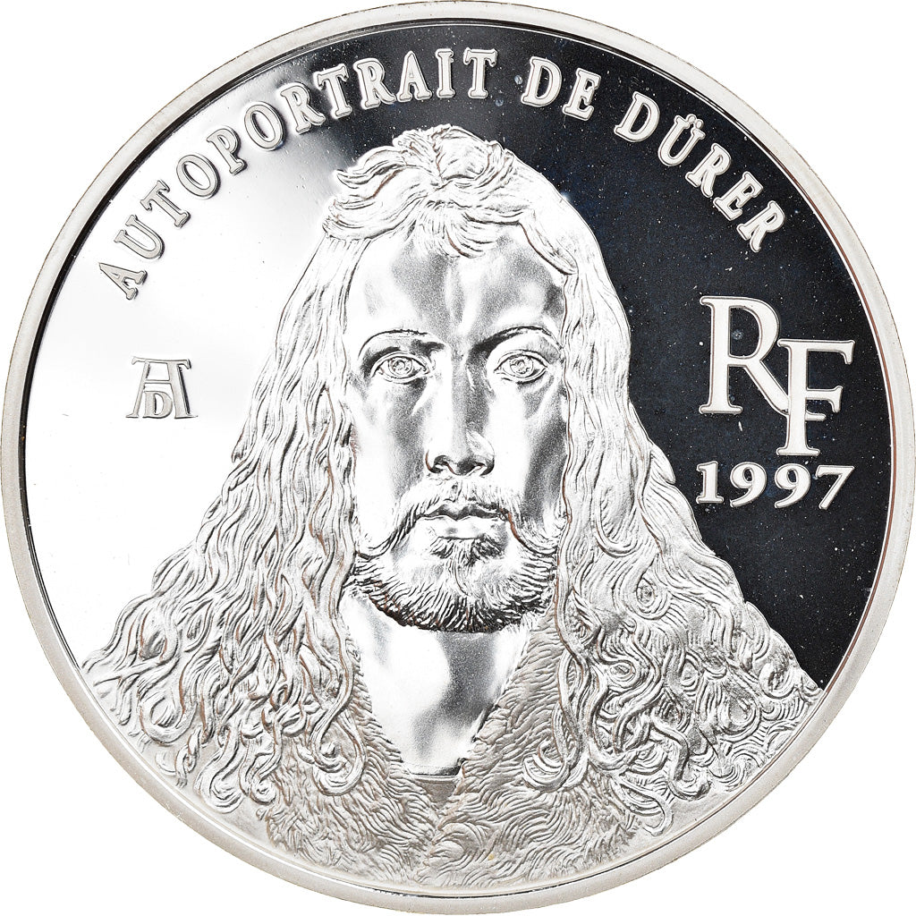 Moeda, França, Autoportrait de Dürer, 10 Francs-1.5 Euro, 1997, MS(65-70)