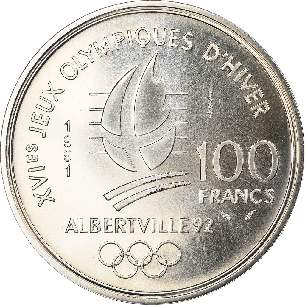 Munten, Frankrijk, Albertville - Cross-country skiing, 100 Francs, 1991, ESSAI