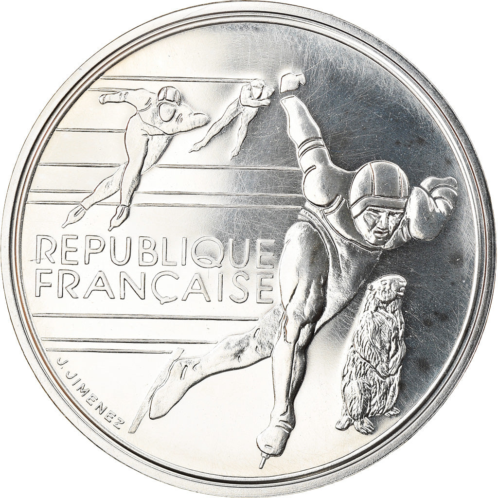 Coin, France, Albertville - Speed Skating, 100 Francs, 1990, ESSAI, MS(64)