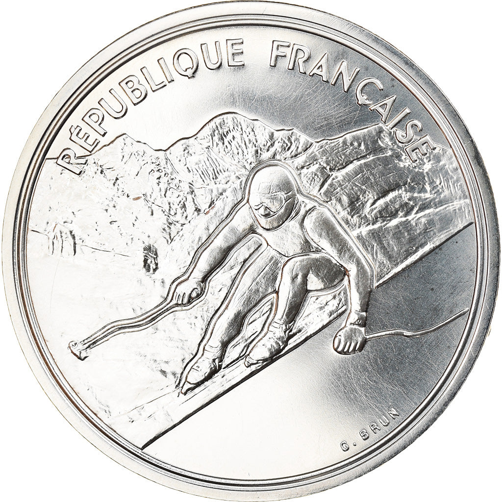 Coin, France, Albertville - Alpine Skiing, 100 Francs, 1989, ESSAI, MS(64)