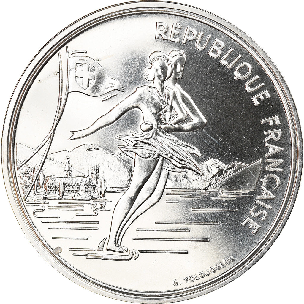 Coin, France, Albertville - Ice Skating, 100 Francs, 1989, ESSAI, MS(64), Silver