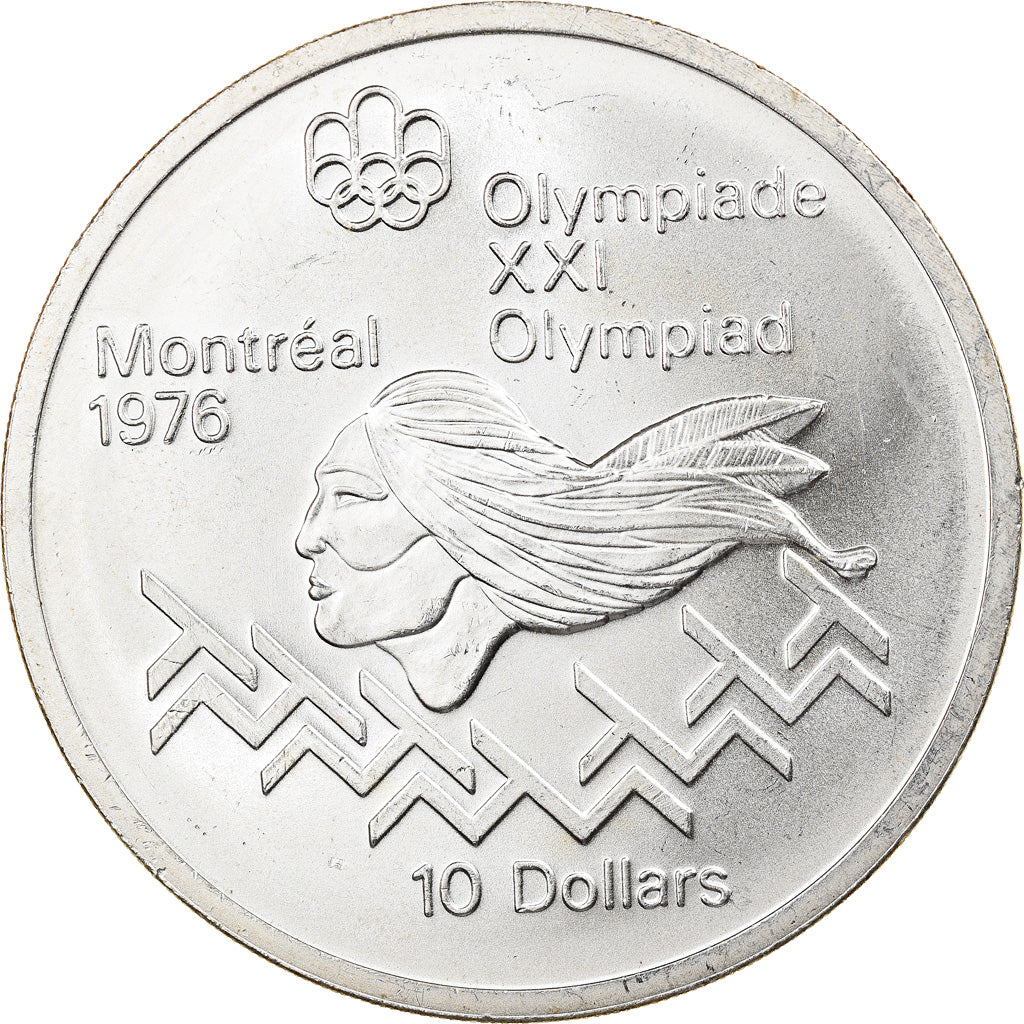 Coin, Canada, Olympic Games - Hurdles, 10 Dollars, 1975, MS(63), Silver