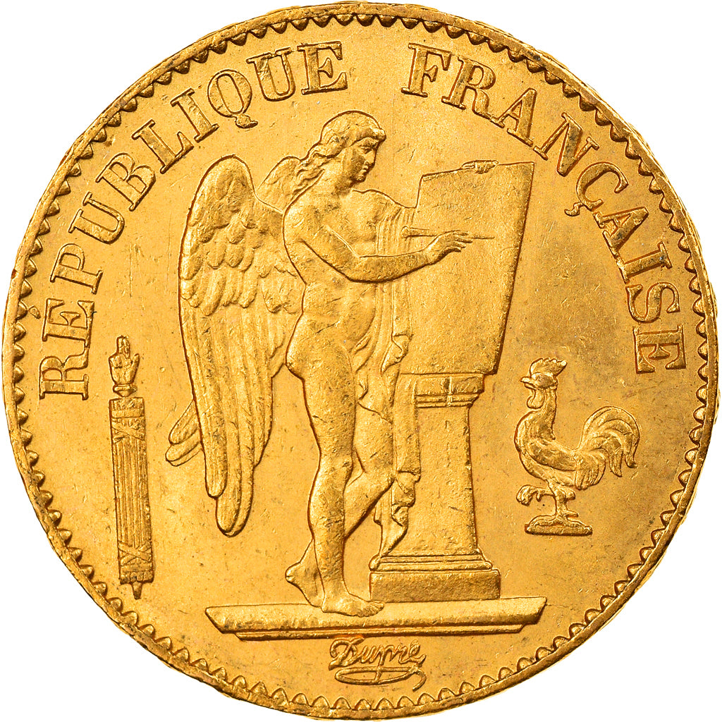 Moneta, Francja, Génie, 20 Francs, 1875, Paris, AU(55-58), Złoto, KM:825