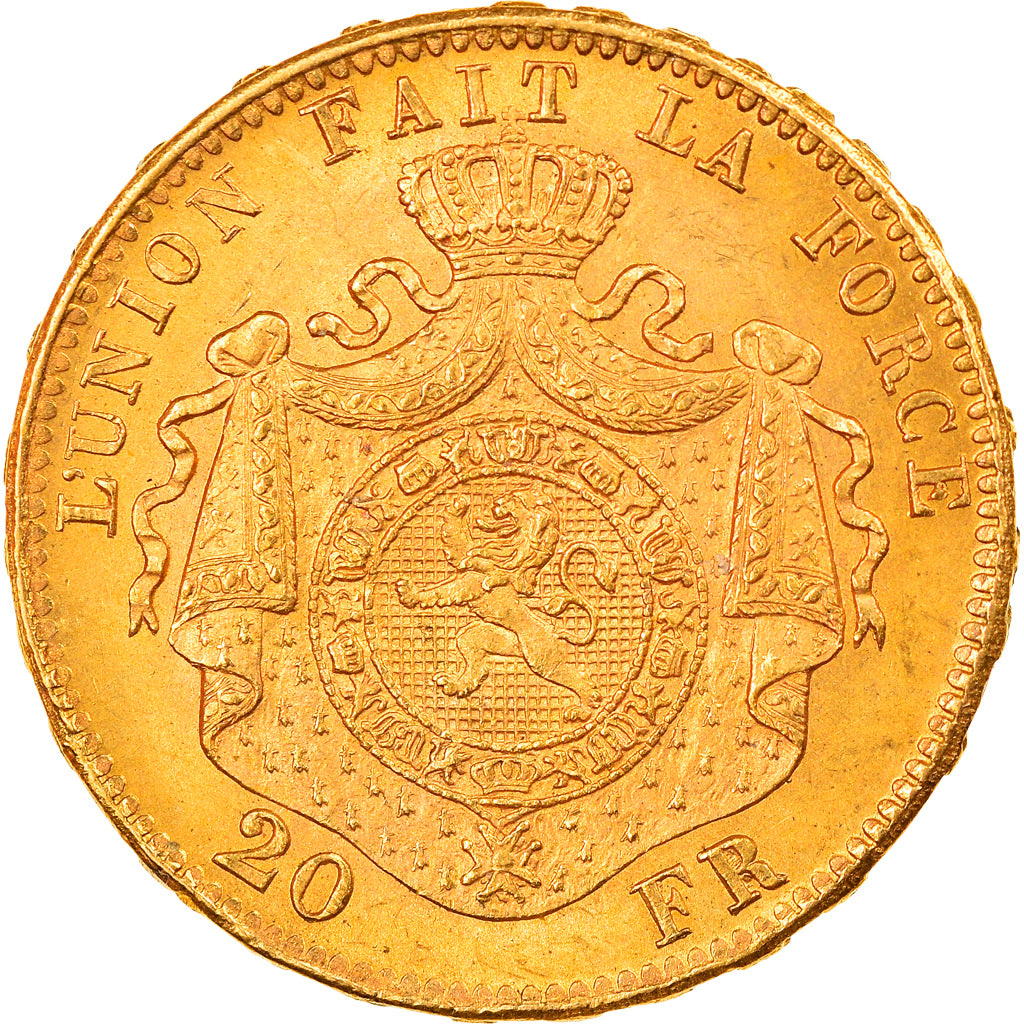 Moneta, Belgio, Leopold II, 20 Francs, 20 Frank, 1875, SPL, Oro, KM:37
