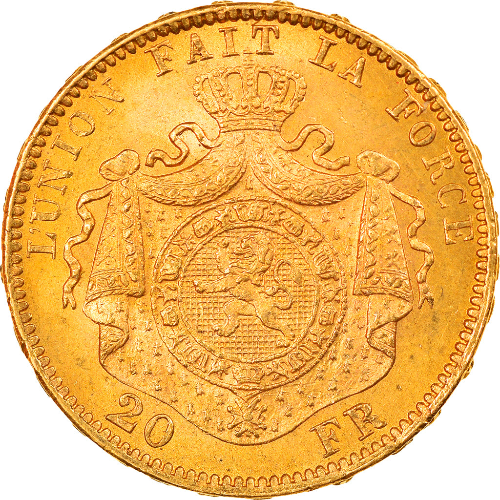 Moneta, Belgio, Leopold II, 20 Francs, 20 Frank, 1875, SPL, Oro, KM:37
