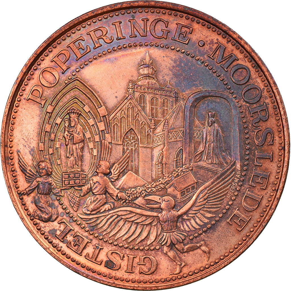 Belgium, Token, 25 Westvlaander, Poperinge - Moorslede, 1981, AU(55-58), Copper