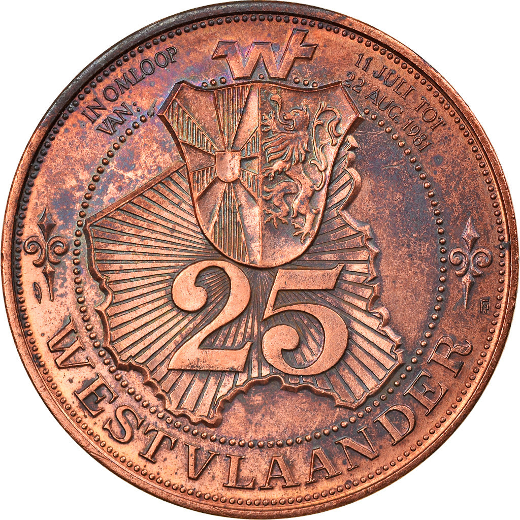Belgien, Token, 25 Westvlaander, Roeselare - Torhout - Izegem, 1981, VZ, Copper
