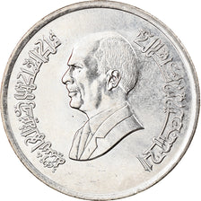 Moneta, Jordania, Hussein, 5 Piastres, 1992/AH1412, AU(55-58), Nickel