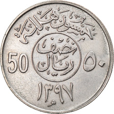 Moeda, Arábia Saudita, UNITED KINGDOMS, 50 Halala, 1/2 Riyal, 1977/AH1397